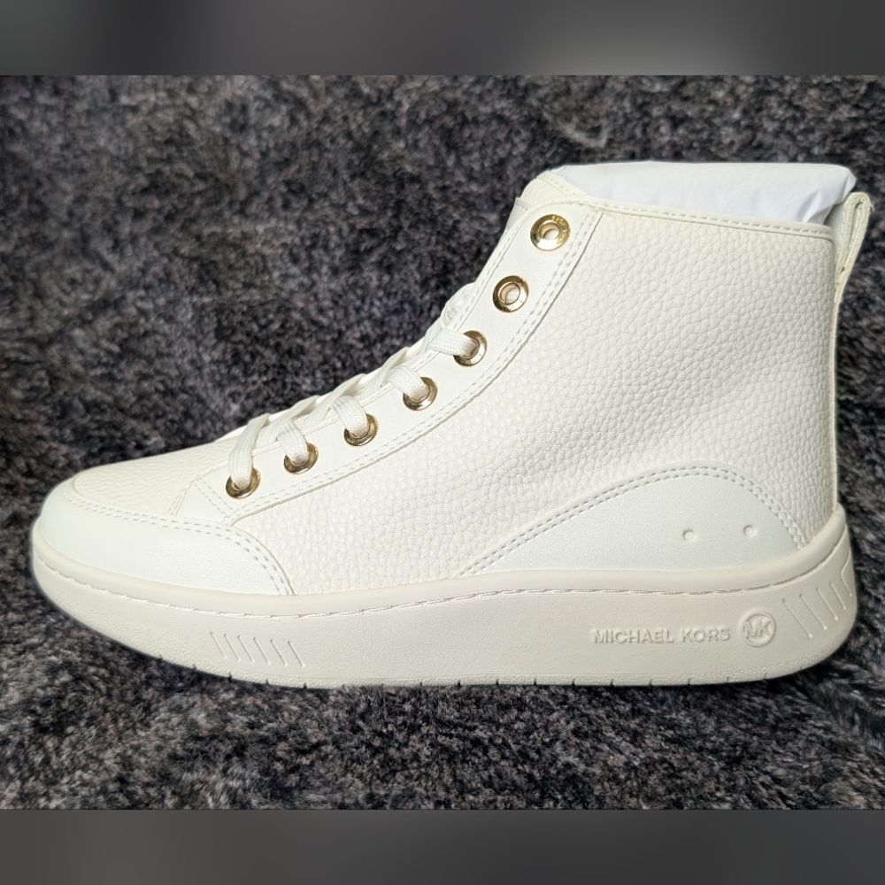 Michael Kors Women's Cream Sneakers with Gold Accents